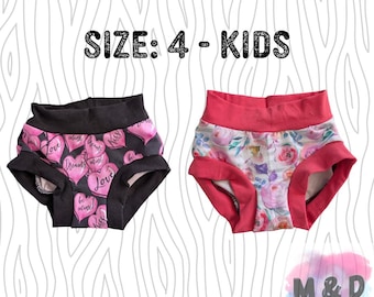 Kids 4 Underwear Scrundies - BOTH PAIRS Floral and Hearts