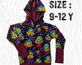 9-12y Grow With Me Hoodie - Aliens