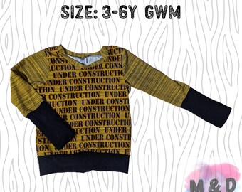 3-6y Grow With Me Sweatshirt / Long Sleeve - Construction