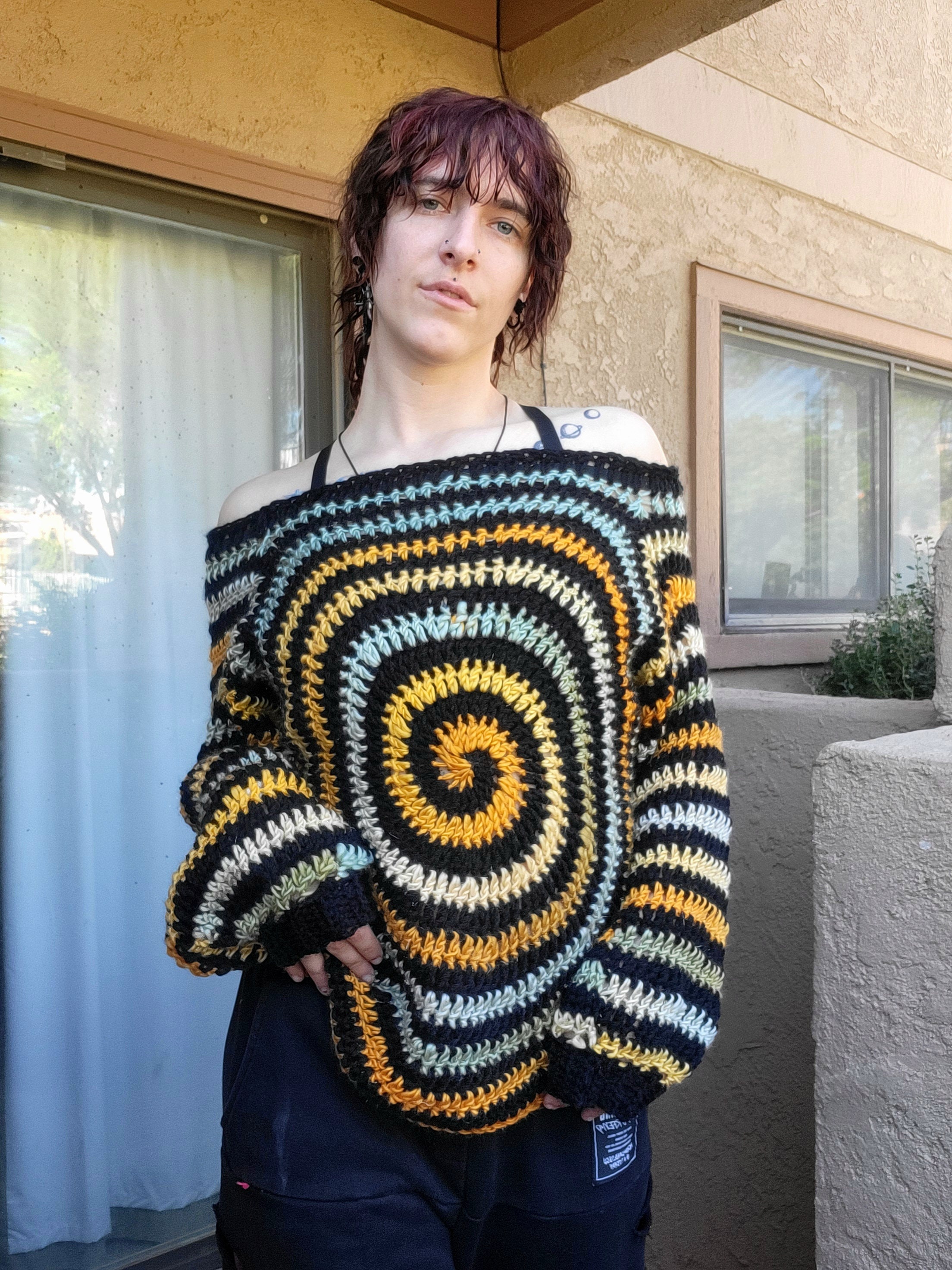 Custom Crochet Spiral Sweater / Handmade Oversized Custom Colors