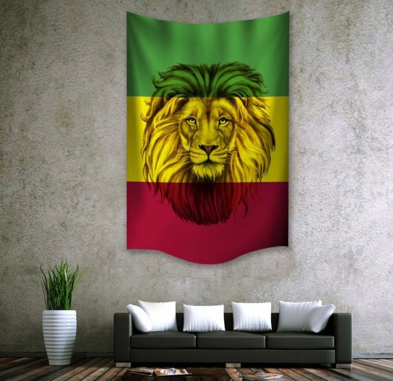 rasta lion tapestry