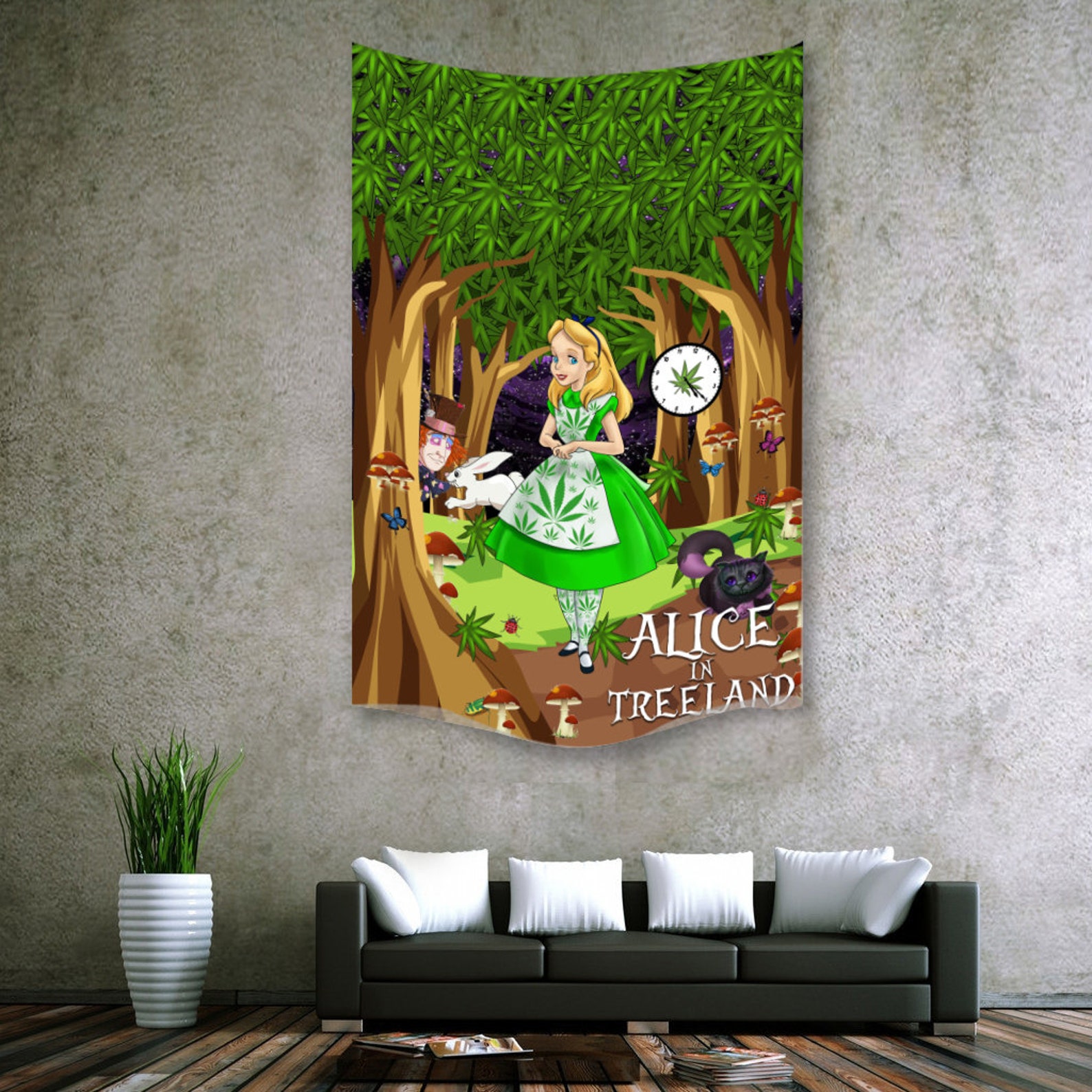 Alice In Wonderland Art Tapestry Tapestries Art Wall Hanging Etsy