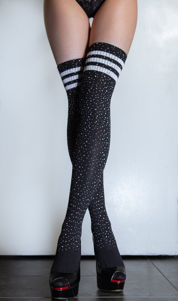 rhinestone thigh highs