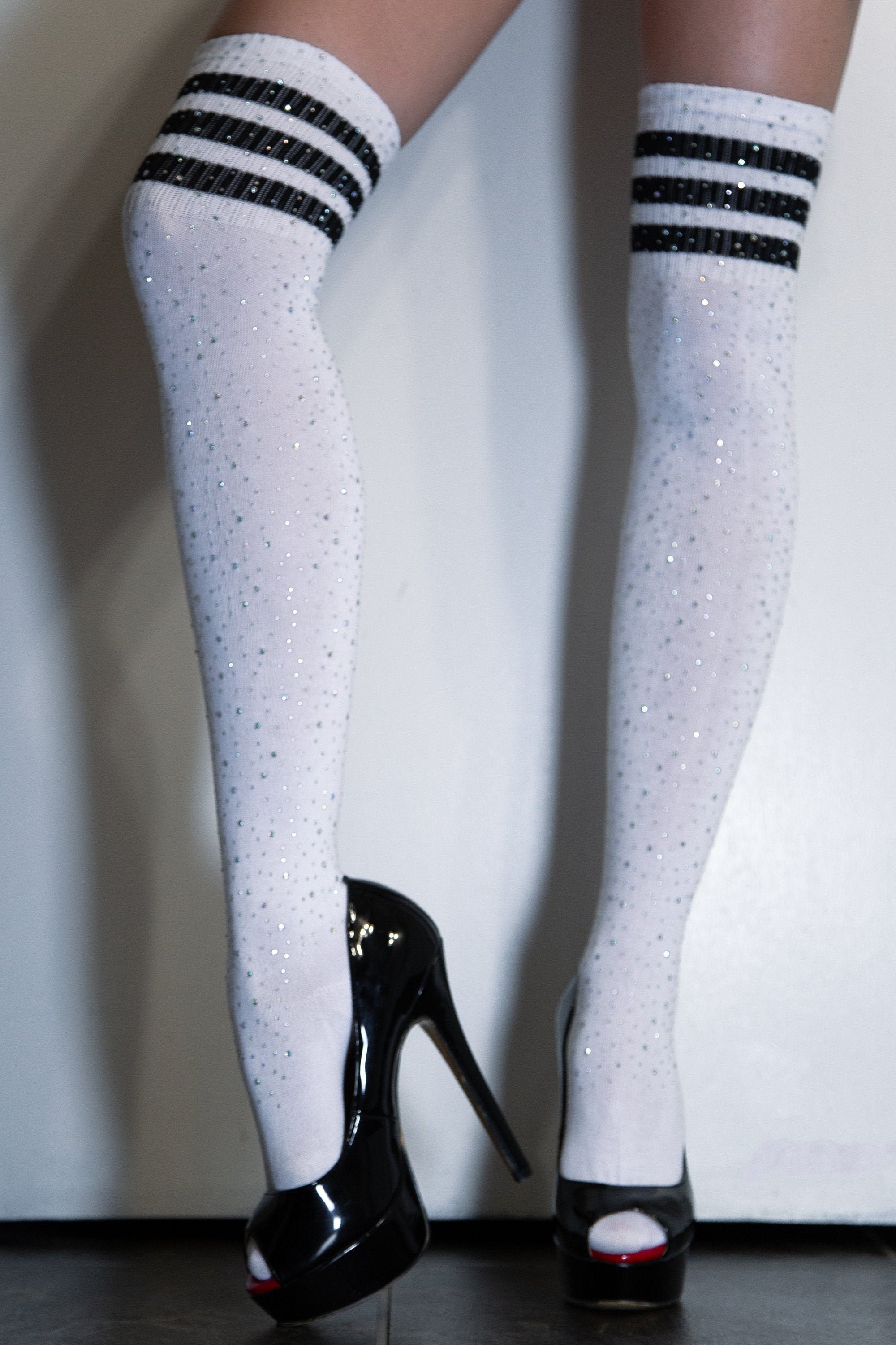 thigh high glitter socks
