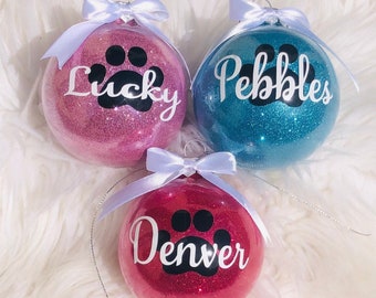 Personalised Pet Christmas Bauble / Christmas Glitter Baubles / Personalised Bauble / Christmas Ornament / Christmas Decoration / Baubles