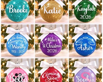 Personalised Christmas Bauble / Christmas Glitter Baubles / Personalised Bauble / Christmas Ornament / Christmas Decoration / Xmas Baubles