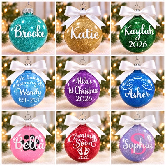 Personalised Christmas Bauble / Christmas Glitter Baubles / Personalised Bauble / Christmas Ornament / Christmas Decoration / Xmas Baubles