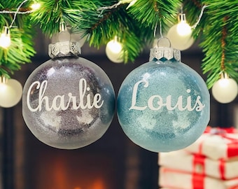 Personalised Glitter Bauble / Personalised Christmas Bauble / Christmas Glitter Ornament / Christmas Decoration / Xmas Baubles
