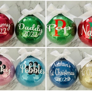 Personalised Christmas Bauble / Christmas Glitter Baubles / Personalised Bauble / Christmas Ornament / Christmas Decoration / Xmas Baubles