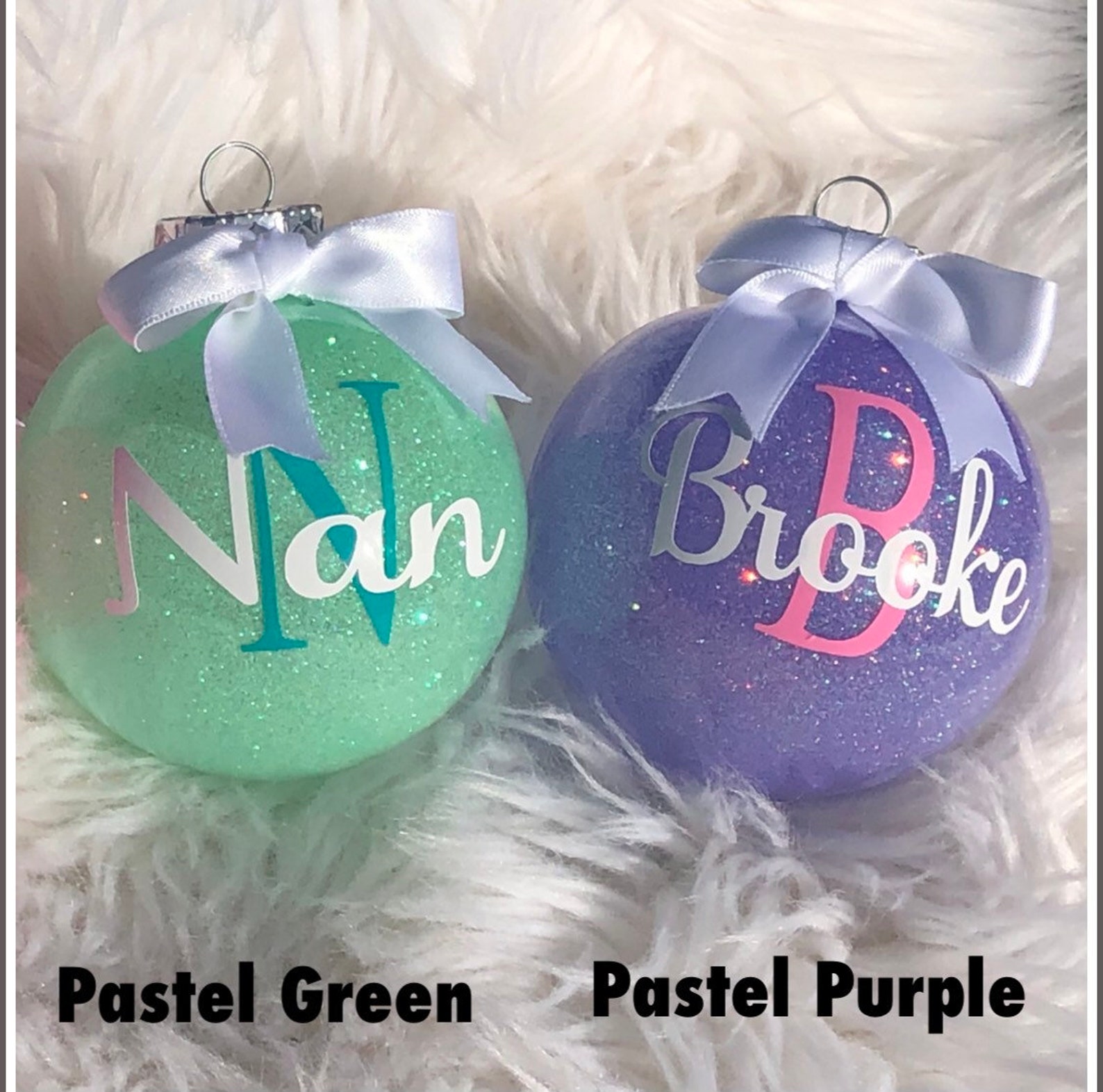 Personalised Christmas Bauble / Christmas Glitter Baubles / Etsy