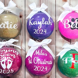 Personalised Christmas Bauble / Christmas Glitter Baubles / Personalised Bauble / Christmas Ornament / Christmas Decoration / Xmas Baubles
