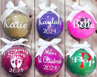 Personalised Christmas Bauble / Christmas Glitter Baubles / Personalised Bauble / Christmas Ornament / Christmas Decoration / Xmas Baubles
