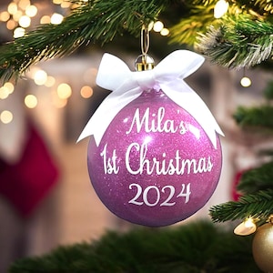 Personalised Christmas Bauble / Christmas Glitter Bauble / Personalised 1st Christmas bauble / Christmas Decoration / First Christmas Bauble