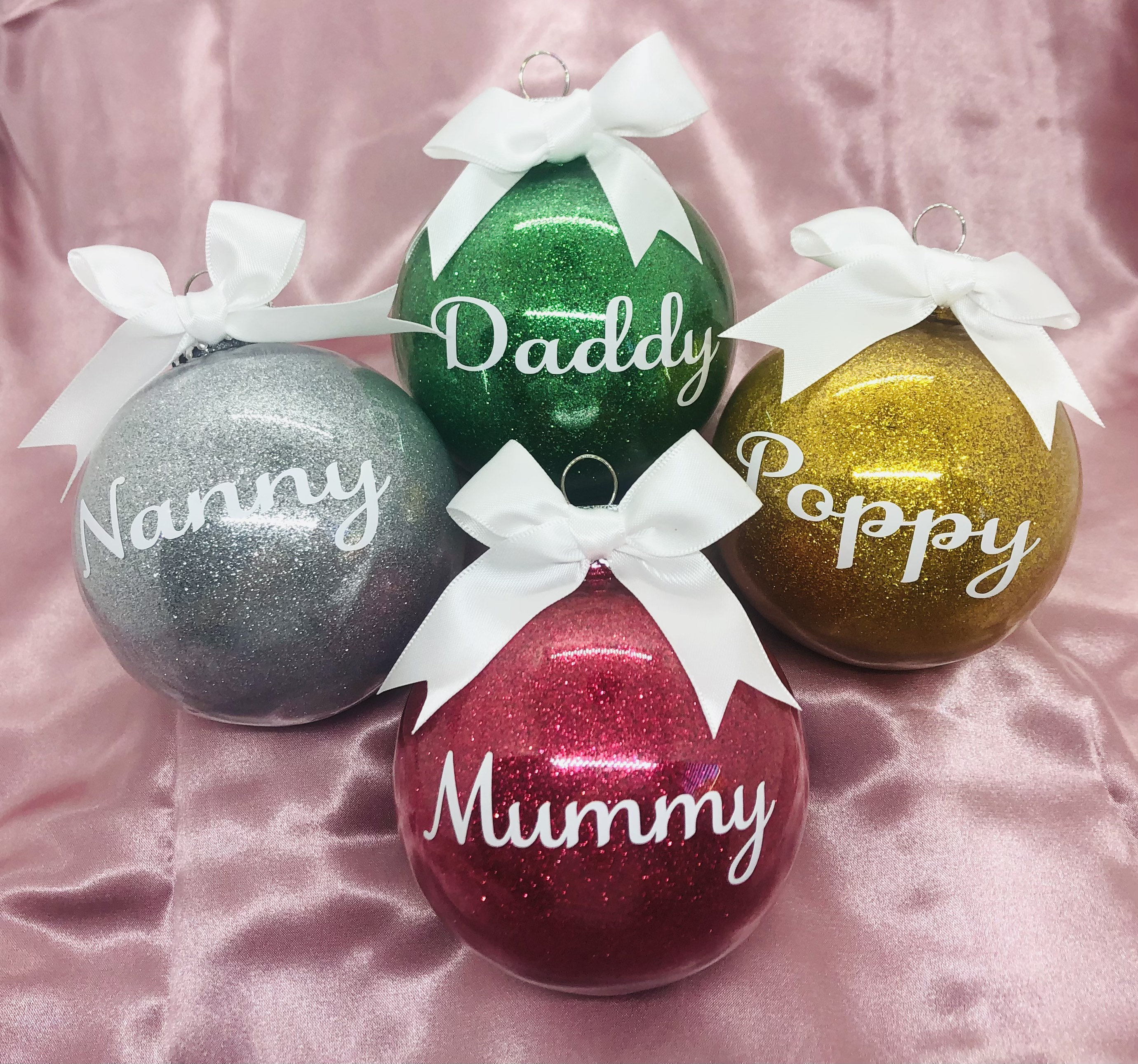 Personalised Christmas Bauble / Christmas Glitter Baubles / - Etsy