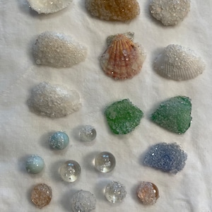 Crystallized shells sea glass marbles glass filler Sparkles genuine shell Outer Banks of North Carolina OBX Beach