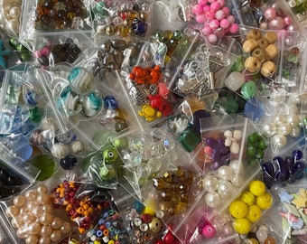 Lot OF 21 Bags of Beads – Great Find for Jewelry Crafting - Glass, Shell, Metal, Lampwork, Frosted, Sea Glass, Seed, Metal More!