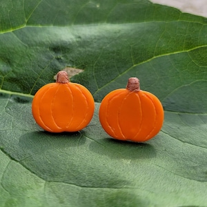 Handmade Polymer Clay Pumpkin Stud Earrings: Autumn Halloween Jewelry