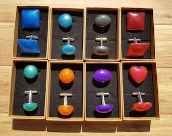 Colourful Cuff Links - Resin Cuff Links, Customisable, Gifts for Him, Father's Day Gift, Wedding Gift.