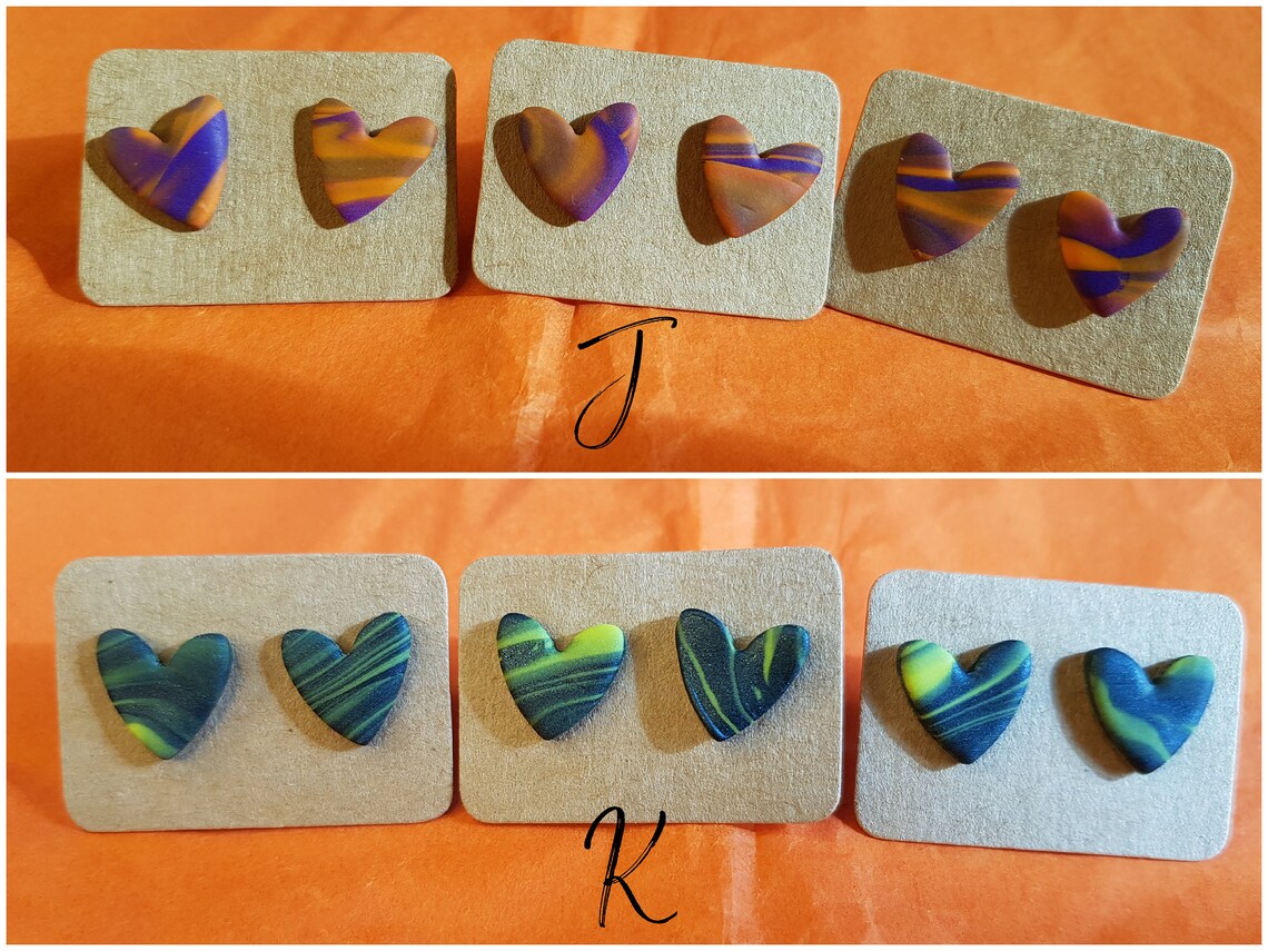 Statement Heart Stud Earrings polymer Clay Small Gift Cute Etsy Canada