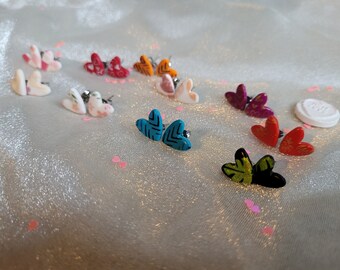 Patterned Heart Stud Earrings - Polymer Clay Earrings, Cute, Stylish, Easy to Wear, Valentines, Small Earrings, Small Gift.