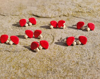 Toadstool Stud Earrings, Mushroom Earrings, Cute, Woodland, Quirky.