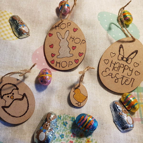 Wooden Easter Tree Decorations - Set of 4 and Set of 5