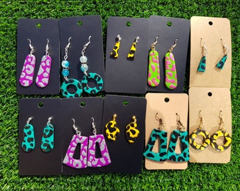 Leopard Print Earrings - Polymer Clay Earrings /Boho Earrings/ Bold Earrings/ Statement Earrings/ Colourful