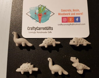Handmade Miniature Dinosaur Fridge Magnets - Set of 6 -  Cute, fun, kitchen gift, gift for dinosaur lovers, gift for kitchen lovers
