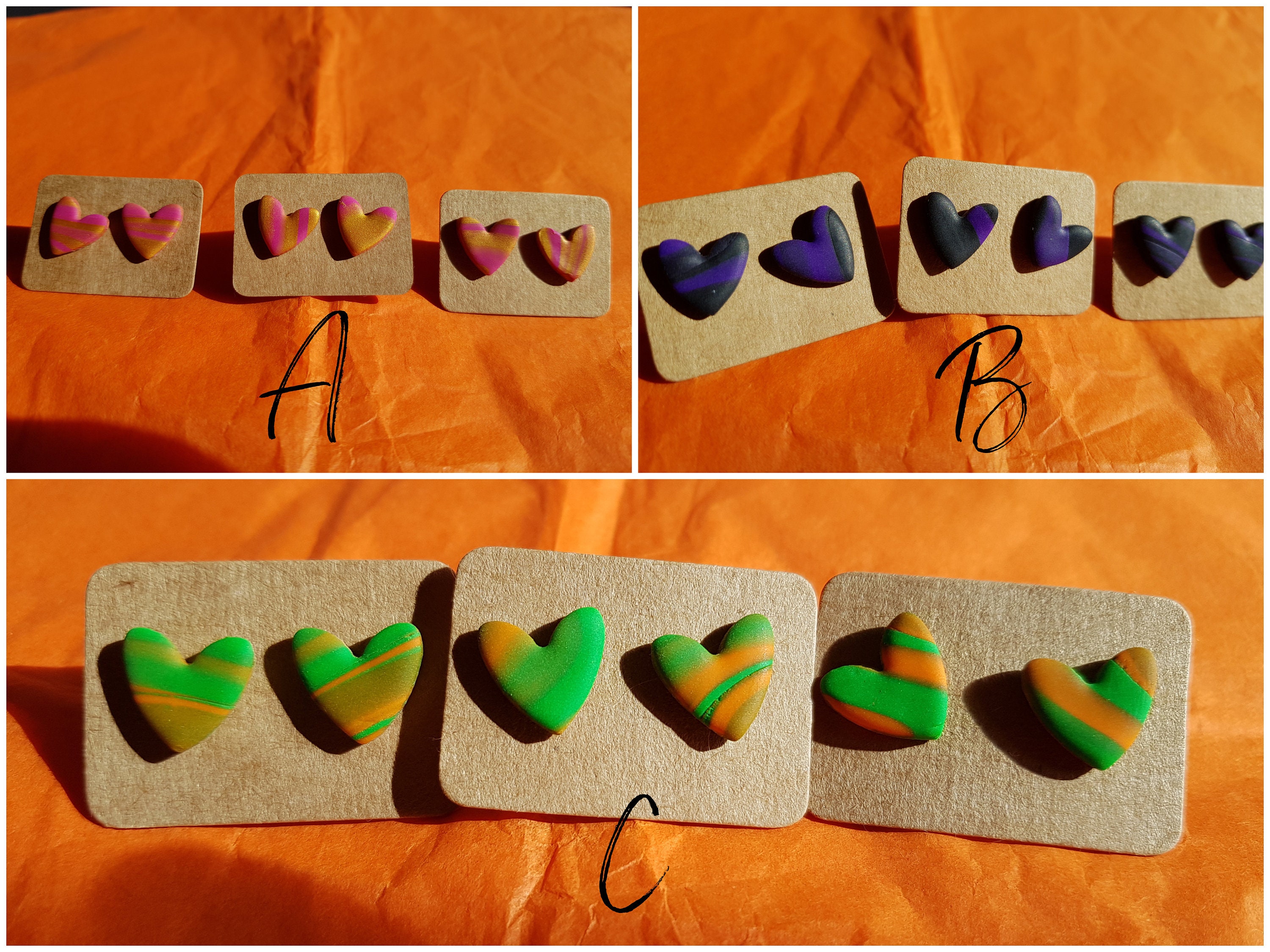 Statement Heart Stud Earrings polymer Clay Small Gift Cute Etsy