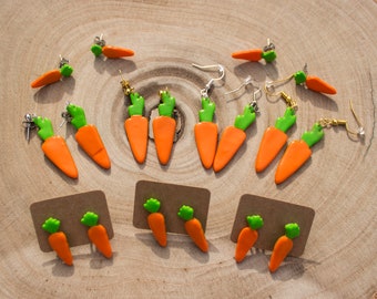 Carrot Earrings / Cute Earrings / Quirky Earrings / Polymer Clay / Easter Earrings / Bunny