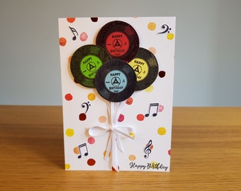 Handgemaakte verjaardagskaart voor vinylplaten: Music Lover Card