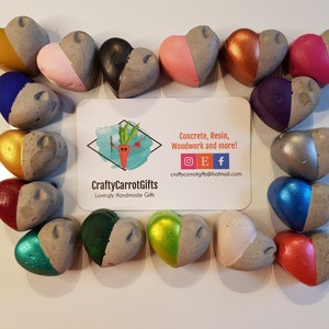 Painted Concrete Heart Fridge Magnets: Kitchen Decor, Set of 3