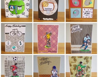 Sports Birthday Cards - Football, Basketball, Tennis, Cycling, Golf, Rugby, Cricket, Hiking, Walking, Greetings Cards.