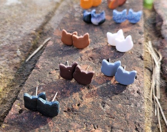 Cat Stud Earrings, grey cat, white cat, ginger cat, cute earrings, unique gift, cat lovers, gift for her, gift for cat lovers.