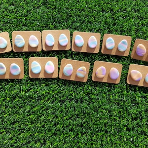 Easter Stud Earrings - Easter Egg Earrings, Colourful Easter Eggs, Egg Shaped Earrings.