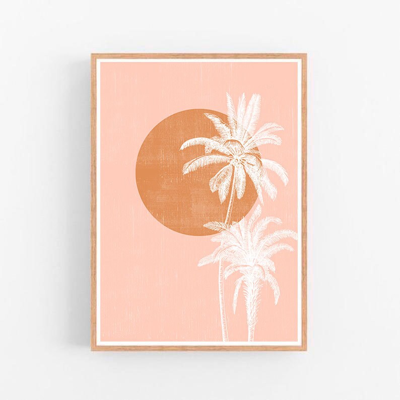 Palm tree print Sun wall art Abstract landscape Desert sand | Etsy