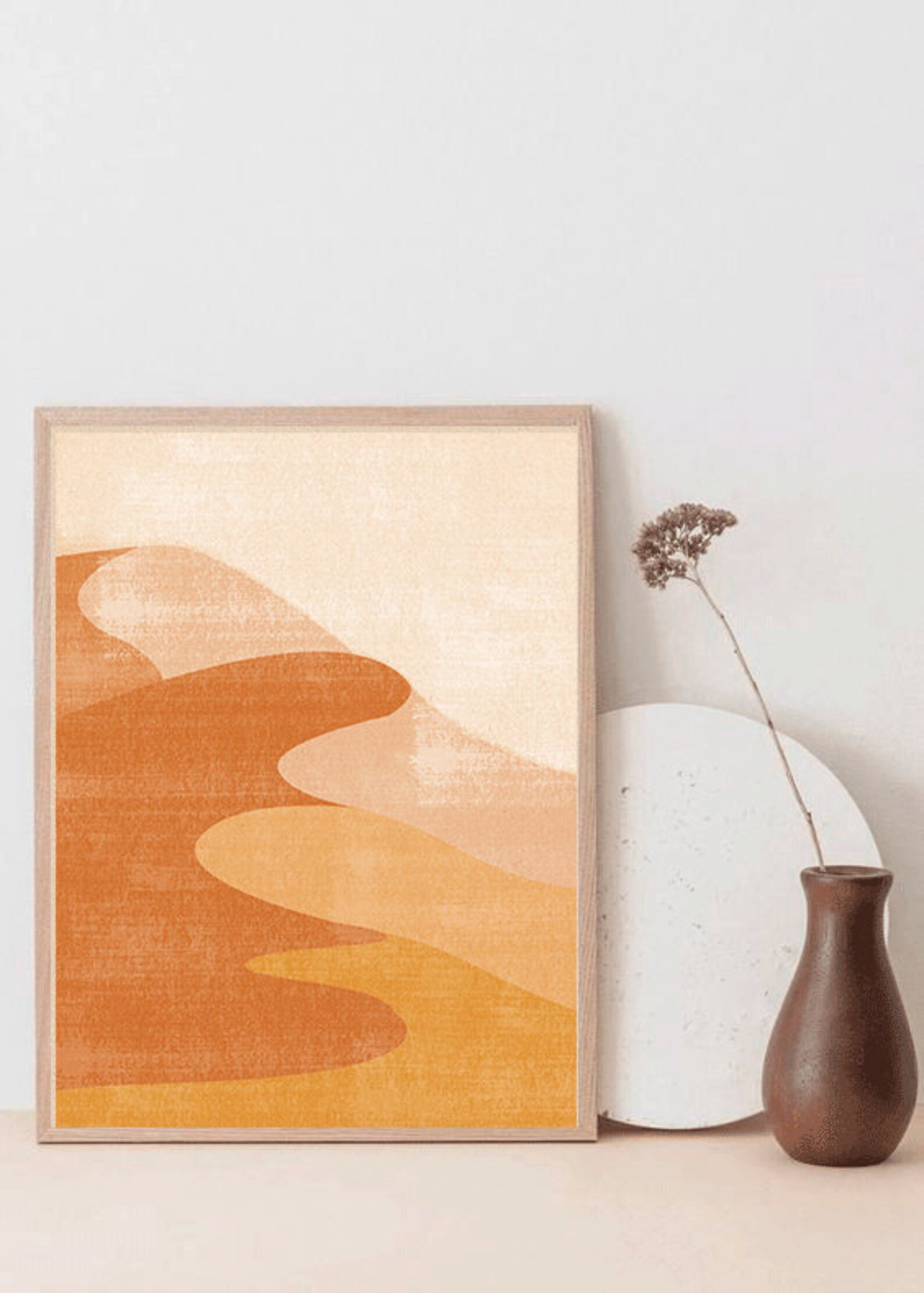 Mustard wall art prints Abstract landscape printable Boho Etsy