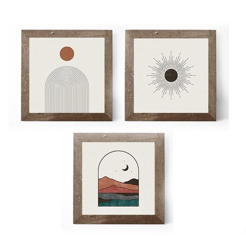 Mid Century Modern Art Decor Set of 3 8x8 Abstract Stripe Etsy