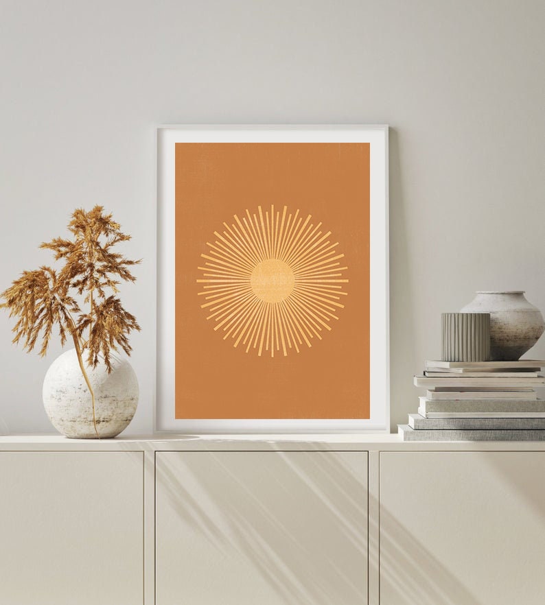 Sun Wall Art Sunshine Wall Prints Boho Decor Minimalist Print Etsy