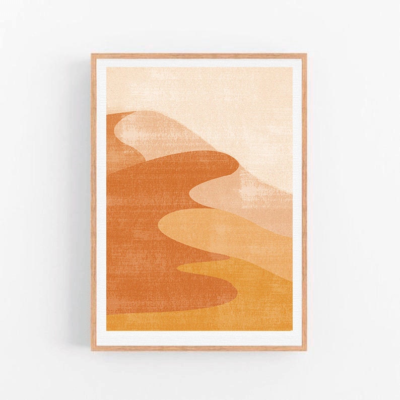 Mustard wall art prints Abstract landscape printable Boho Etsy