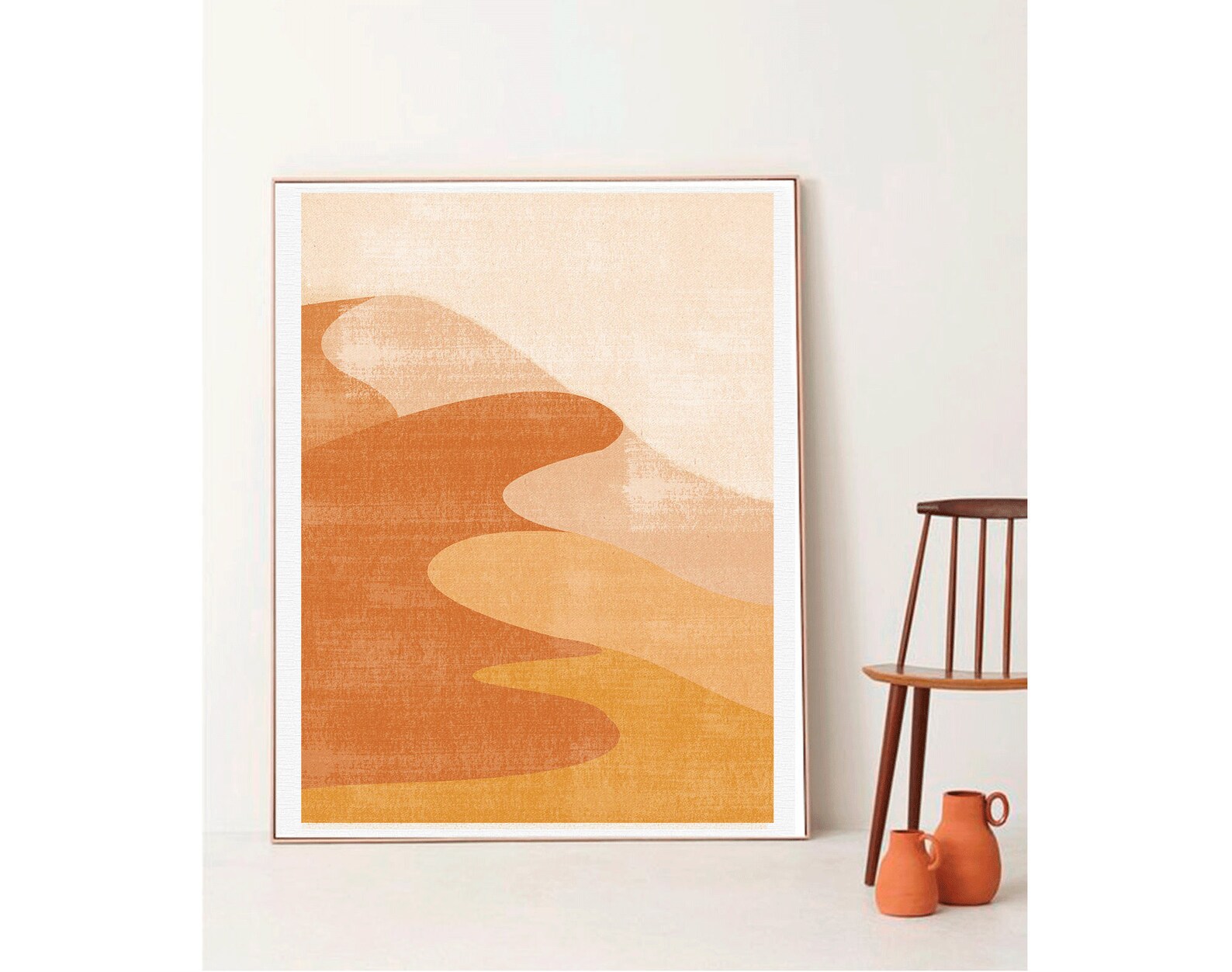 Mustard wall art prints Abstract landscape printable Boho Etsy