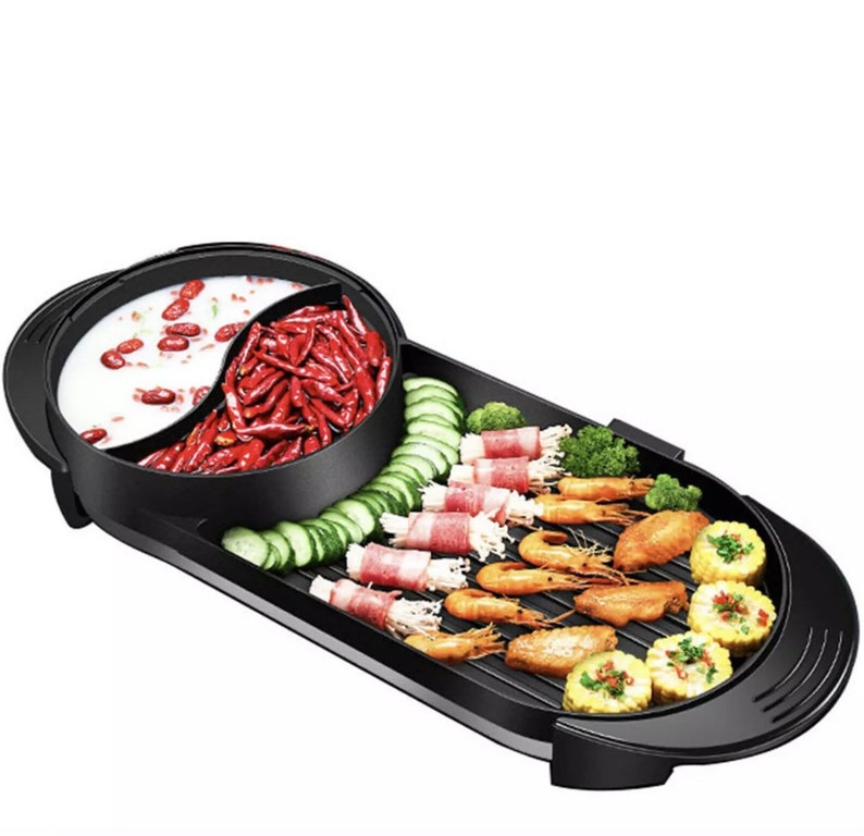 2 in 1 Chinese Hot Pot Korean BBQ Grill Electric Grill With Etsy