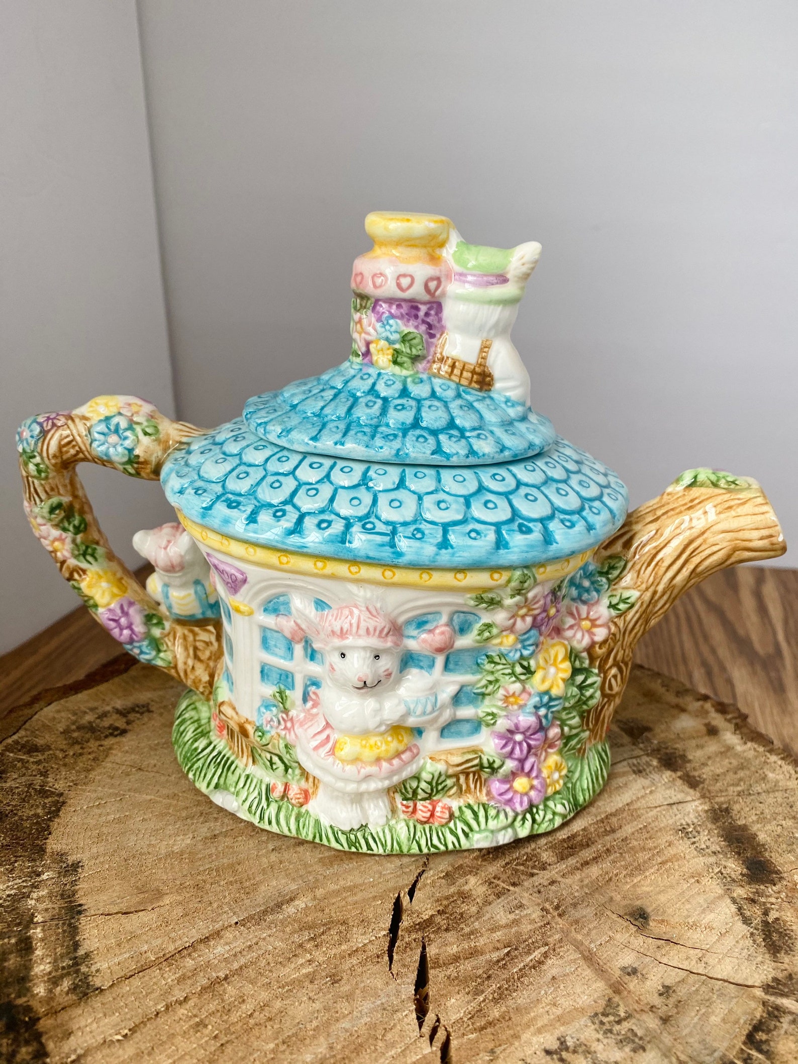 15 PC Set of Ceramic Hand Painted Easter Bunny Rabbit Tea Set Etsy