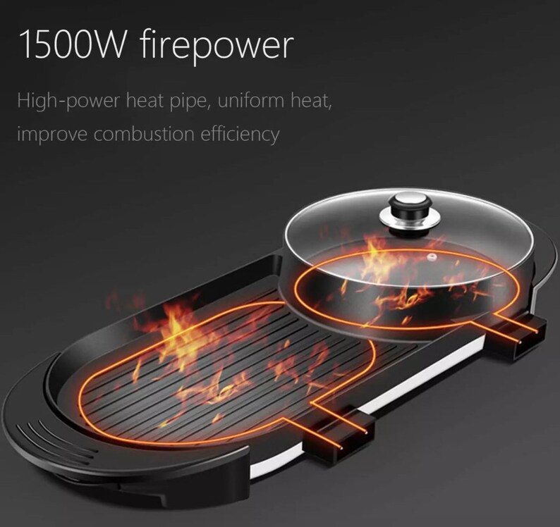 2 in 1 Chinese Hot Pot Korean BBQ Grill Electric Grill With Etsy