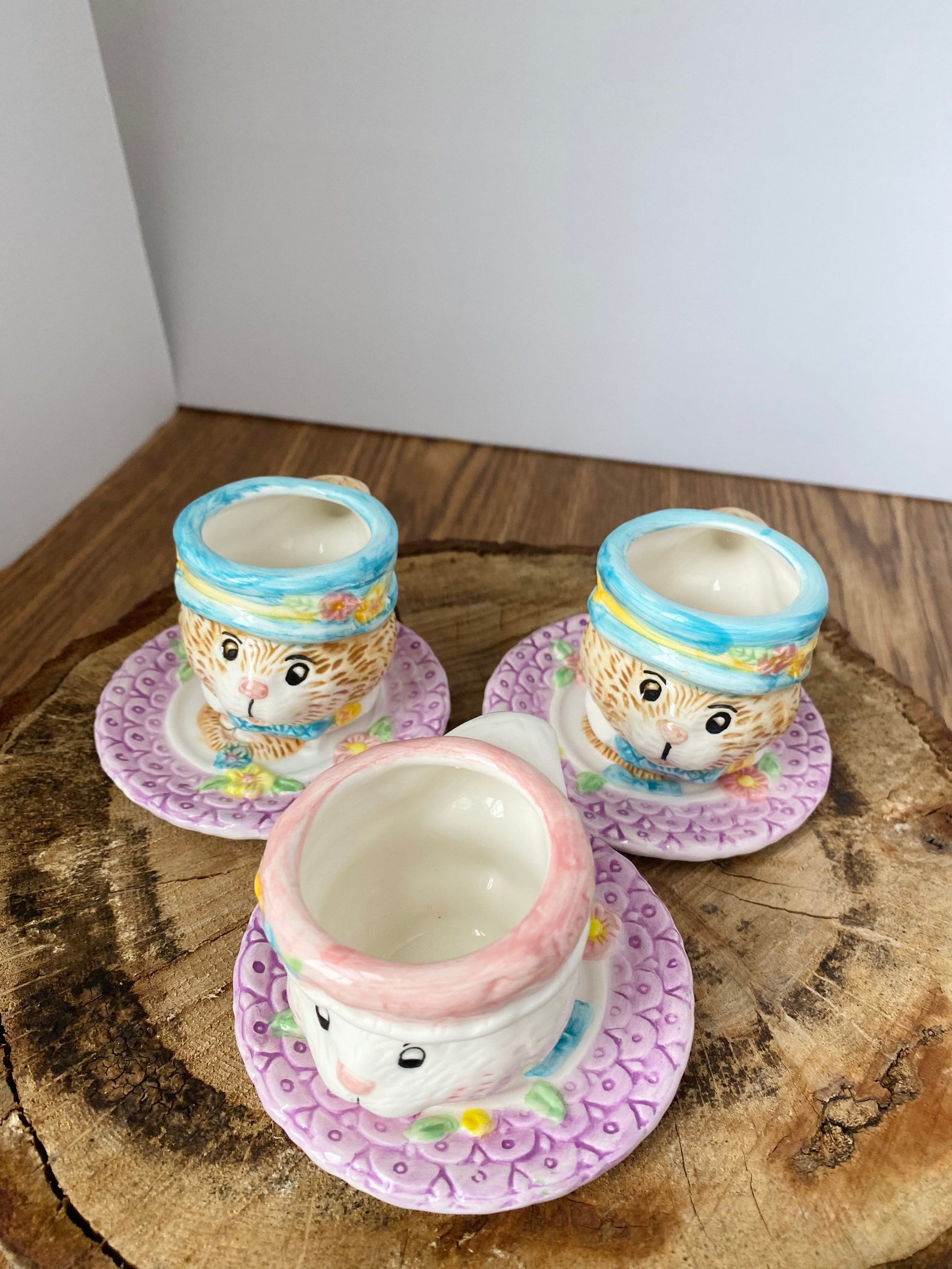 15 PC Set of Ceramic Hand Painted Easter Bunny Rabbit Tea Set Etsy