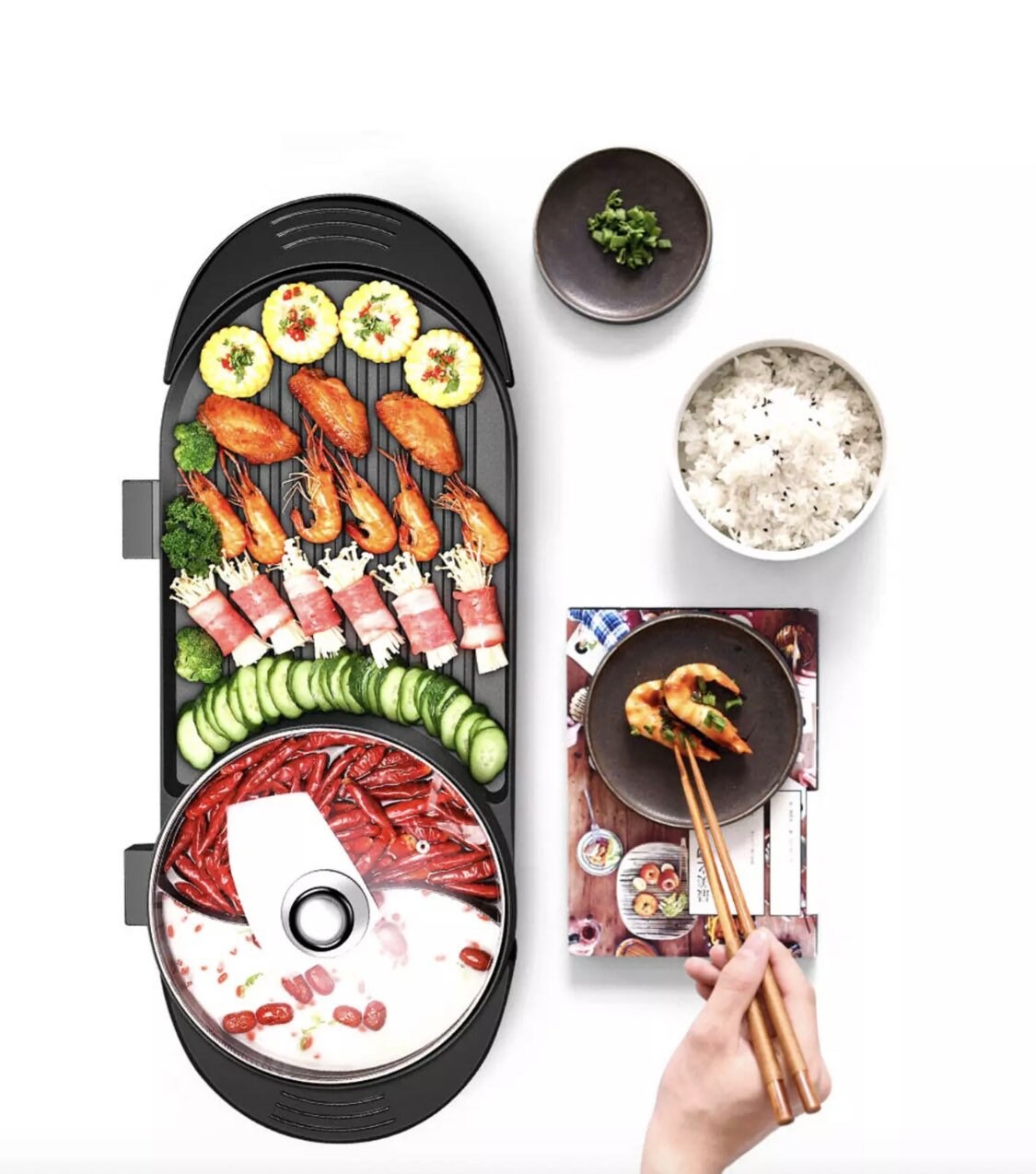 2 in 1 Chinese Hot Pot Korean BBQ Grill Electric Grill With Etsy