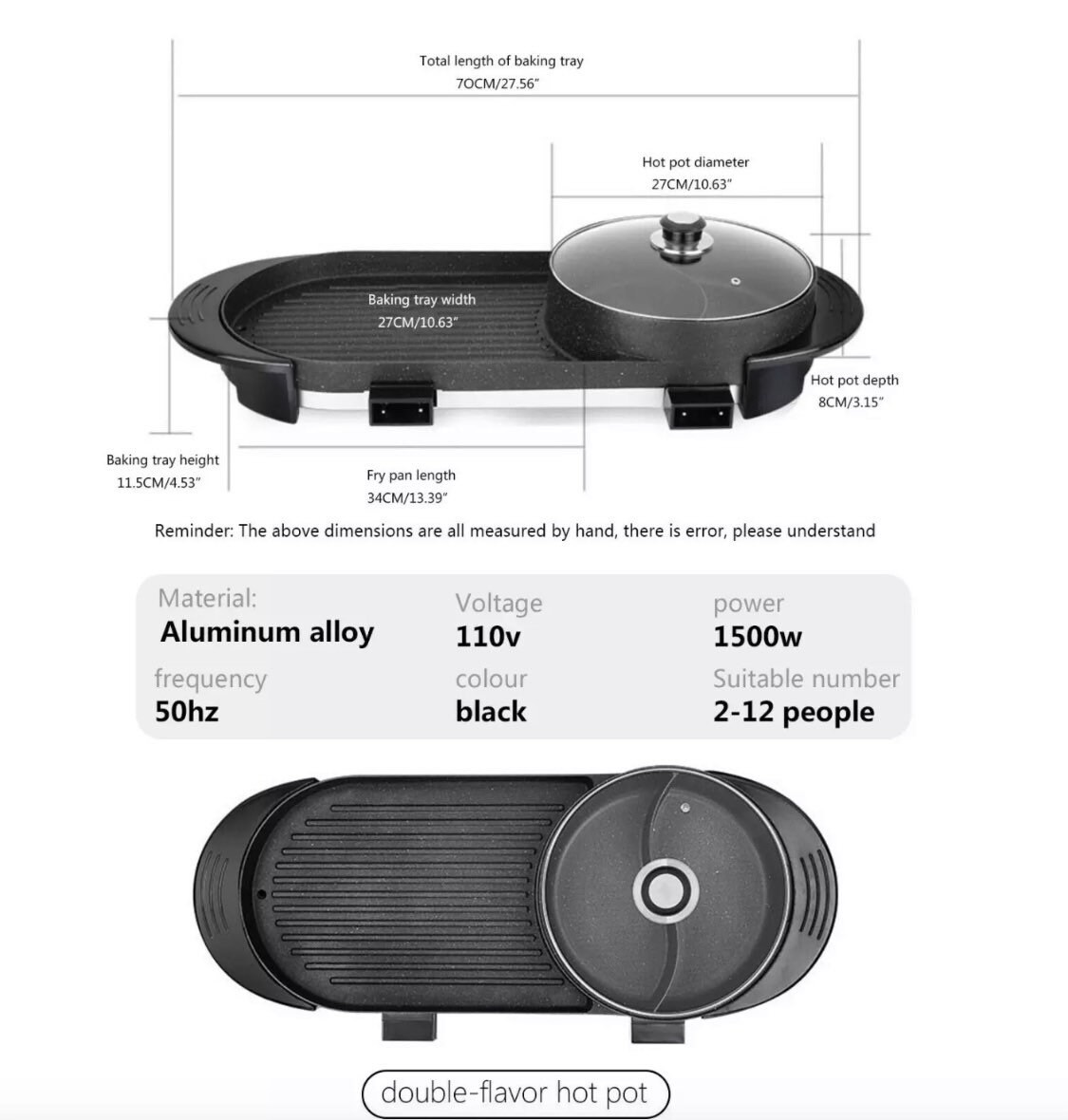 2 in 1 Chinese Hot Pot Korean BBQ Grill Electric Grill With Etsy