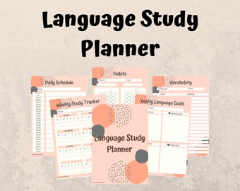 Language Study Planner - Peachy Bubbles