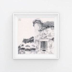 Disegno originale ad inchiostro su carta della "Casa Batllo", Barcellona