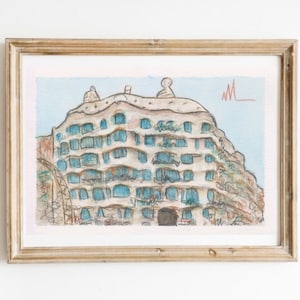 Original Watercolor &quot;La Pedrera&quot;, Casa Milà, Barcelona